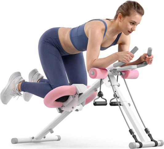 Adjustable Ab Machine Abdominal Trainers for Full Body Workout, Foldable with Knee Protection