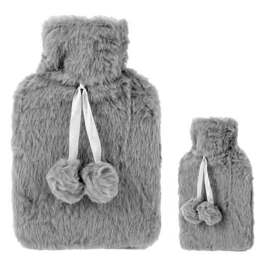 w500 MLHot Water Bottle Small Hot Water Bottle with Cover Warm Water Bag with Luxury Cosy Faux Fur Cover 2-in-1 Water Bag for Cold & Hot Compress Mini Hot-Water Bag