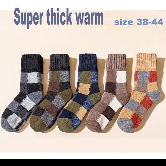 Men's Thickened Wool Plush Retro Checker Socks