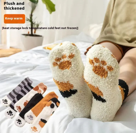 Women's Cat Paw Fleece Socks