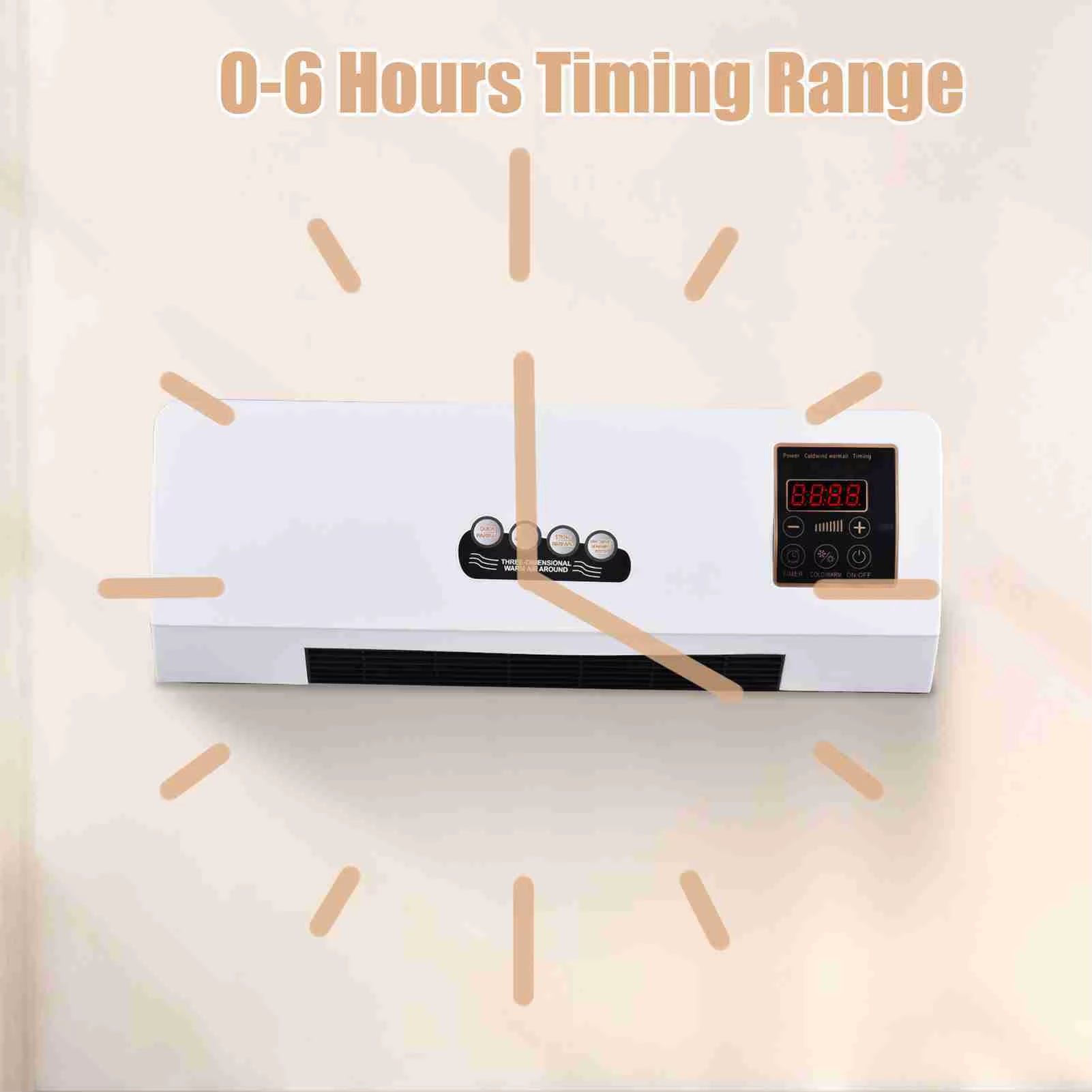 Heater Fan 2 in 1 Heating Nature Wind Timing Digital Display Wall Mounted Space Heater for Home Dormitory